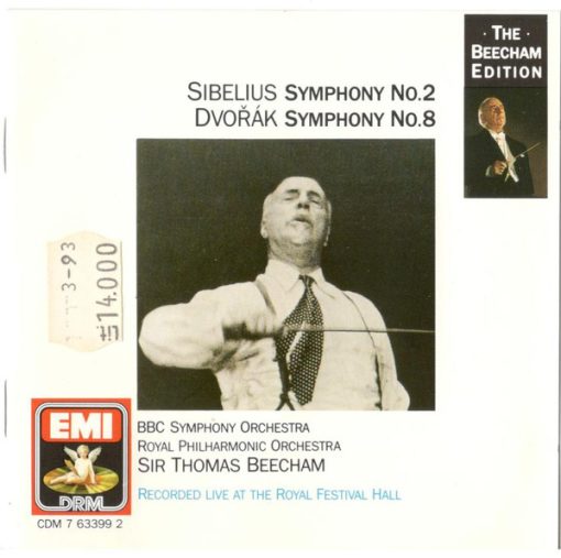 Jean Sibelius / Antonín Dvořák, BBC Symphony Orchestra, Royal Philharmonic Orchestra, Sir Thomas Beecham - Symphony No.2 / Symphony No.8 (Recorded Live At The Royal Festival Hall) (CD, Album, Comp, Mono) (Near Mint (NM or M-))