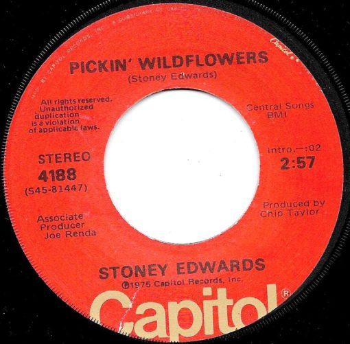 Stoney Edwards - Pickin' Wildflowers / Blackbird (Hold Your Head High) (7") (Very Good Plus (VG+))