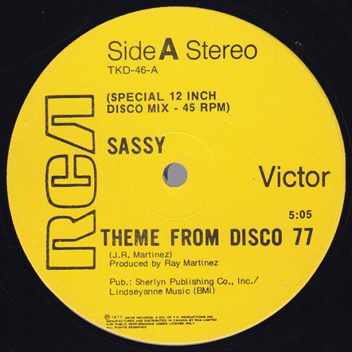 Sassy - Theme From Disco 77 (12") (Mint (M))