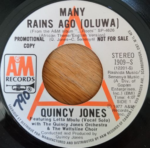 Quincy Jones - Many Rains Ago (Oluwa) / Roots Medley  (7", Promo) (Near Mint (NM or M-))