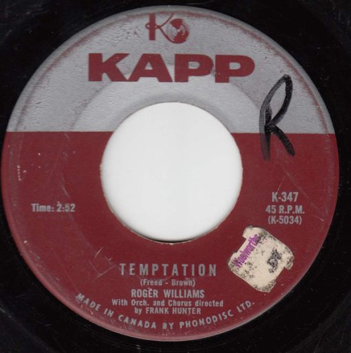 Roger Williams (2) - Temptation / Homesick For New England (7", Single) (Very Good Plus (VG+))