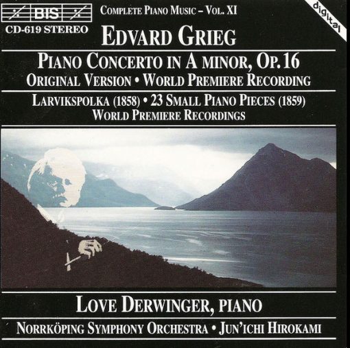 Edvard Grieg, Love Derwinger, Norrköping Symphony Orchestra, Jun'ichi Hirokami - Piano Concerto In A Minor, Opus 16 (Original Version, World Premiere Recording) / Larvikspolka / 23 Small Piano Pieces (CD, Album) (Near Mint (NM or M-))