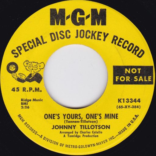 Johnny Tillotson - Then I'll Count Again / One's Yours, One's Mine (7", Promo) (Very Good Plus (VG+))