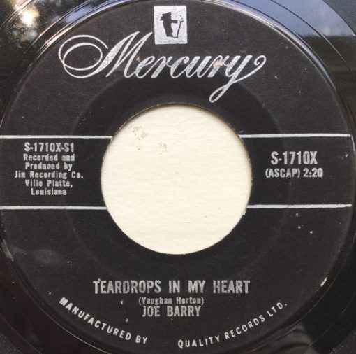 Joe Barry - Teardrops In My Heart (7", Single) (Very Good Plus (VG+))