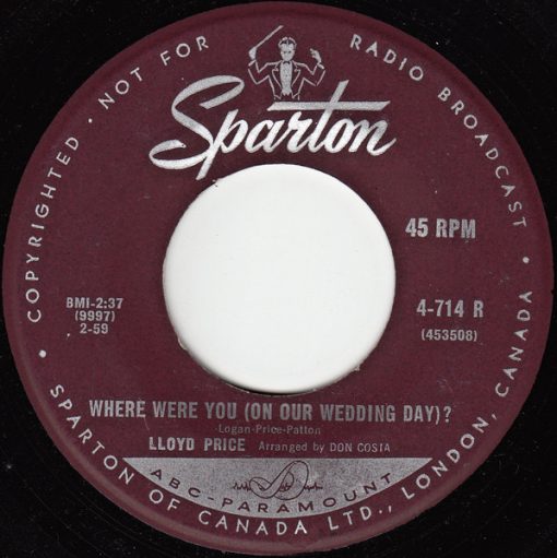 Lloyd Price - Where Were You (On Our Wedding Day)? / Is it Really Love? (7", Mono) (Near Mint (NM or M-))