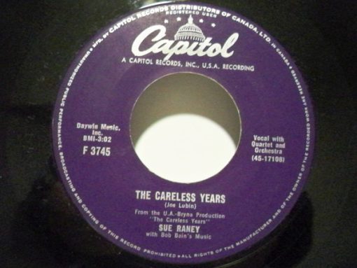 Sue Raney With Bob Bain's Music - The Careless Years (7", Single) (Very Good Plus (VG+))