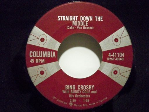 Bing Crosby With Buddy Cole And His Orchestra - Straight Down The Middle / Tomorrow's My Lucky Day (7", Single) (Very Good (VG))