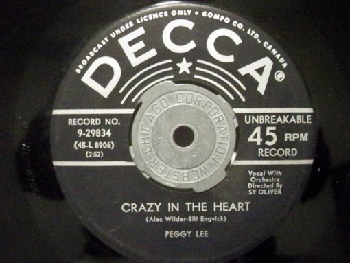 Peggy Lee - Crazy In The Heart / Mr. Wonderful (7", Single) (Near Mint (NM or M-))