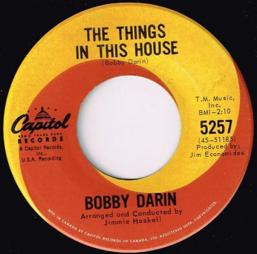 Bobby Darin - The Things In This House / Wait By The Water (7") (Very Good (VG))