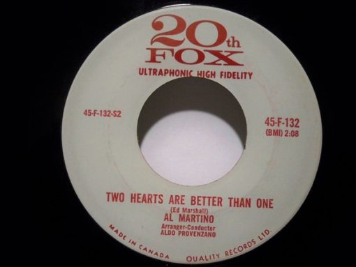 Al Martino - Two Hearts Are Better Than One / I Can't Get You Out Of My Heart (7", Single) (Near Mint (NM or M-))