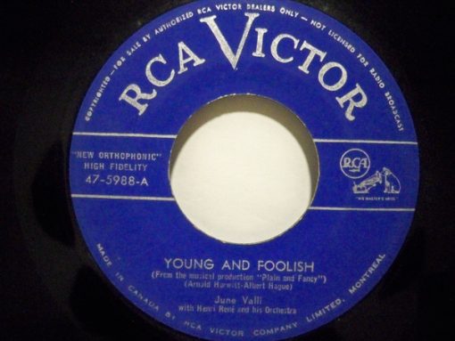 June Valli With Henri René And His Orchestra - Young And Foolish / Tell It To Me Again (7", Single) (Very Good Plus (VG+))