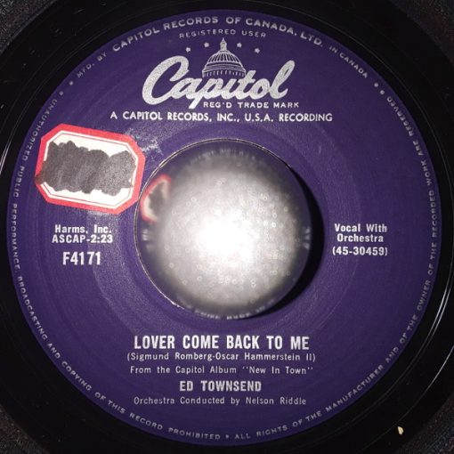 Ed Townsend - Lover Come Back To Me / Don't Ever Leave Me (7", Single) (Very Good Plus (VG+))