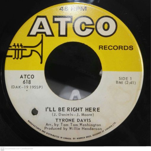 Tyrone Davis - I'll Be Right Here / Just Because Of You (7", Single) (Near Mint (NM or M-))