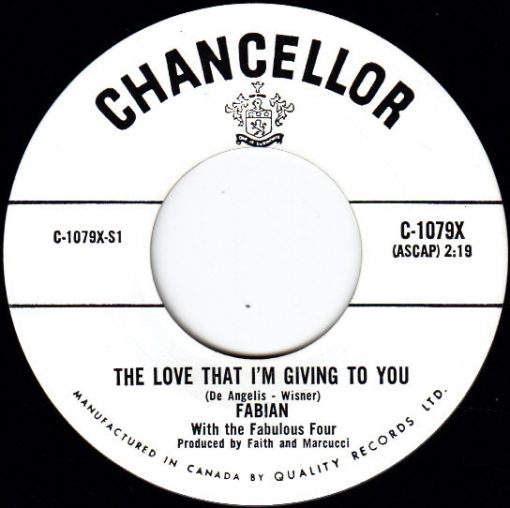 Fabian (6) - The Love That I'm Giving To You (7", Single) (Very Good Plus (VG+))