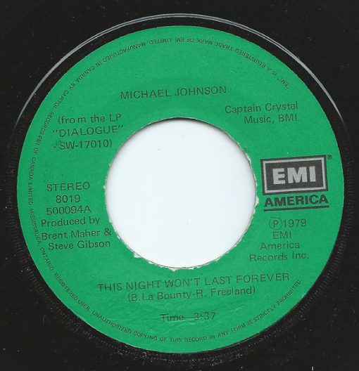 Michael Johnson (5) - This Night Won't Last Forever (7", Single) (Near Mint (NM or M-))