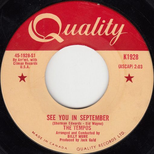 The Tempos - See You In September / Bless You My Love (7", Single) (Very Good (VG))