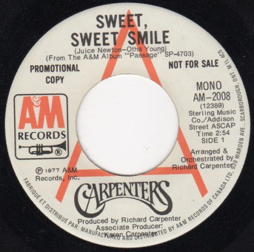 Carpenters - Sweet, Sweet Smile (7", Mono, Promo) (Very Good Plus (VG+))