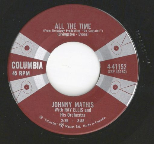 Johnny Mathis with Ray Ellis And His Orchestra - All The Time / Teacher, Teacher (7", Single) (Near Mint (NM or M-))