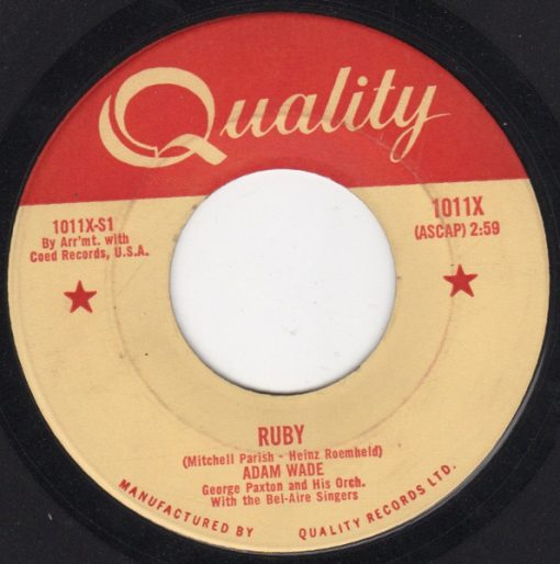 Adam Wade (2) - Ruby (7") (Very Good Plus (VG+))