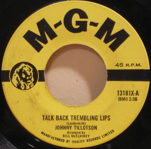 Johnny Tillotson - Talk Back Trembling Lips / Another You (7", Single) (Very Good Plus (VG+))