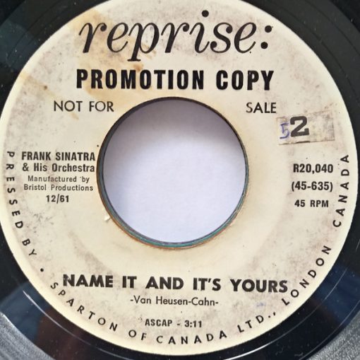 Frank Sinatra - Pocketful Of Miracles / Name It And It's Yours  (7", Promo) (Very Good Plus (VG+))