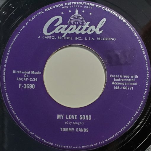 Tommy Sands - My Love Song / Ring-A-Ding-A-Ding (7", Single) (Very Good (VG))