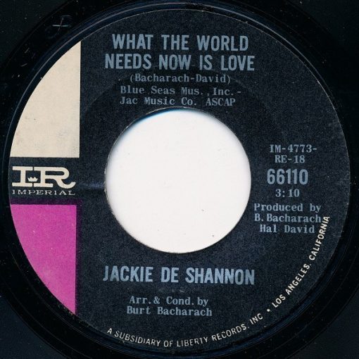 Jackie DeShannon - What The World Needs Now Is Love (7", Single, Styrene, She) (Very Good Plus (VG+))