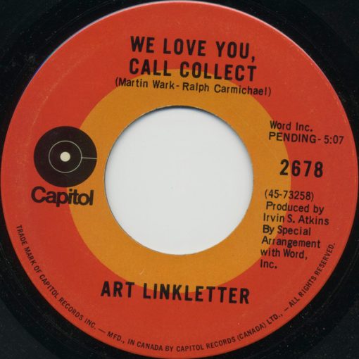 Art Linkletter, Diane Linkletter - We Love You, Call Collect (7") (Near Mint (NM or M-))