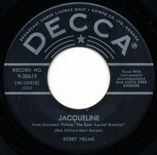 Bobby Helms - Jacqueline / Living In The Shadow Of The Past (7", Single) (Very Good Plus (VG+))