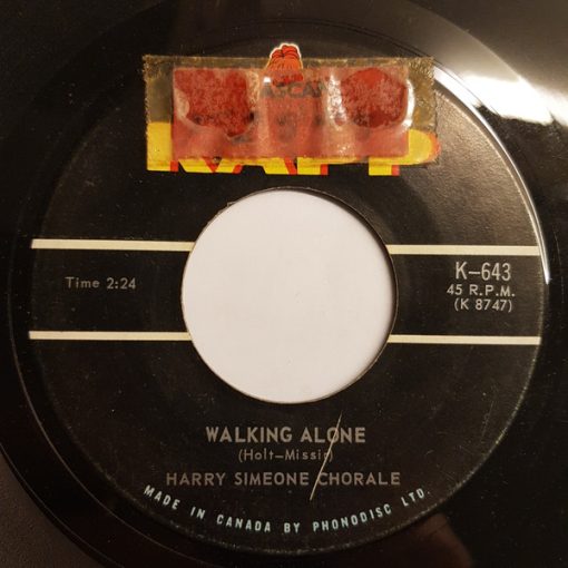 The Harry Simeone Chorale - Walking Alone / The "Truly Do" Song (7", Single) (Very Good Plus (VG+))