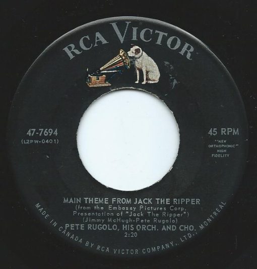 Pete Rugolo Orchestra / Nino Tempo With Pete Rugolo Orchestra - Main Theme From Jack The Ripper / Jack The Ripper (7") (Very Good Plus (VG+))