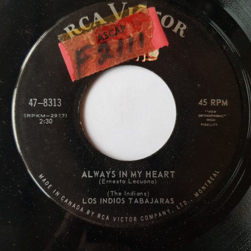 Los Indios Tabajaras - Always In My Heart / Moonlight And Shadows (7", Single) (Very Good (VG))