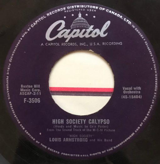 Louis Armstrong And His Band / Bing Crosby And Louis Armstrong - High Society Calypso / Now You Has Jazz (7", Single) (Very Good (VG))