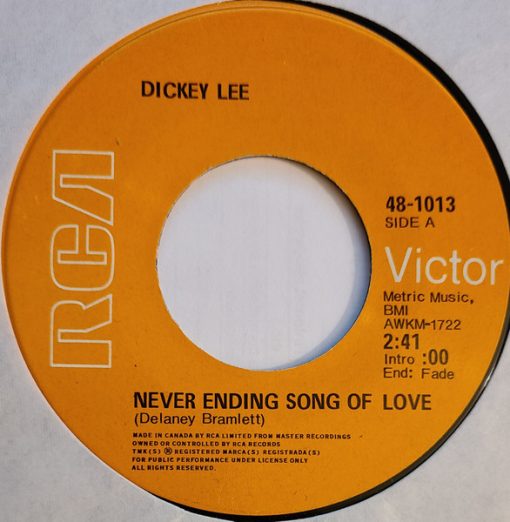 Dickey Lee - Never Ending Song Of Love / On The Southbound (7", Single) (Near Mint (NM or M-))