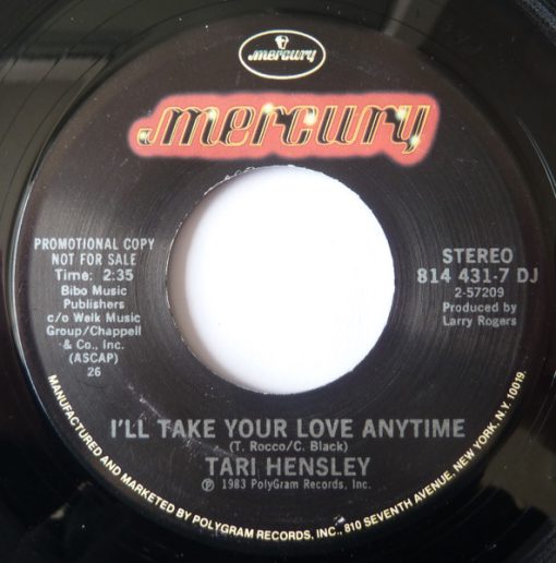 Tari Hensley - I'll Take Your Love Anytime (7", Single, Promo) (Near Mint (NM or M-))