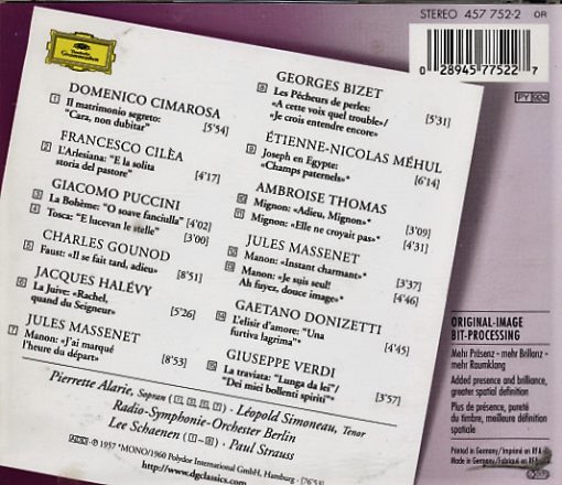 Leopold Simoneau, Pierrette Alarie, Radio-Symphonie-Orchester Berlin, Paul Strauss, Lee Schaenen - French & Italian Opera Arias And Duets (CD, Comp, Mono, RM) (Near Mint (NM or M-))