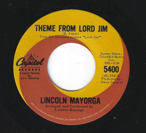 Lincoln Mayorga - Theme From Lord Jim / You've Lost That Lovin' Feelin' (7", Single) (Very Good Plus (VG+))