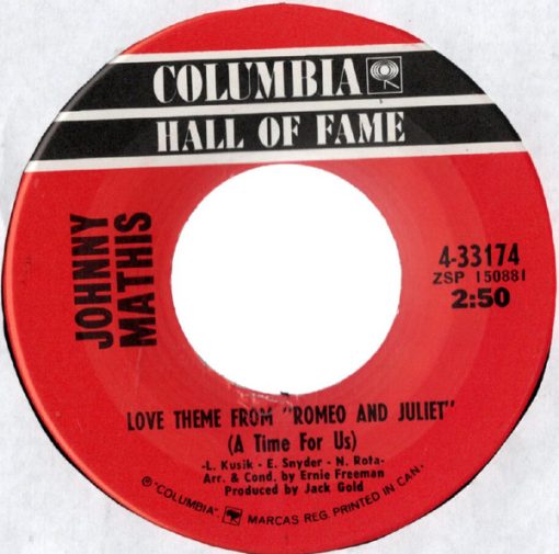 Johnny Mathis - I'll Never Fall In Love Again / Love Theme From "Romeo And Juliet" (A Time For Us) (7", RE) (Very Good Plus (VG+))