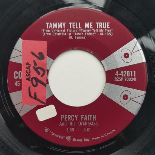 Percy Faith & His Orchestra - Tammy Tell Me True (7", Single) (Very Good Plus (VG+))