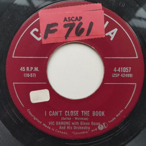 Vic Damone With Glenn Osser And His Orchestra - Junior Miss / I Can't Close The Book (7", Single) (Very Good Plus (VG+))