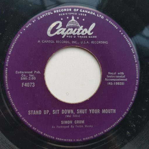 Simon Crum - Stand Up, Sit Down, Shut Your Mouth / Country Music Is Here To Stay (7", Single) (Near Mint (NM or M-))