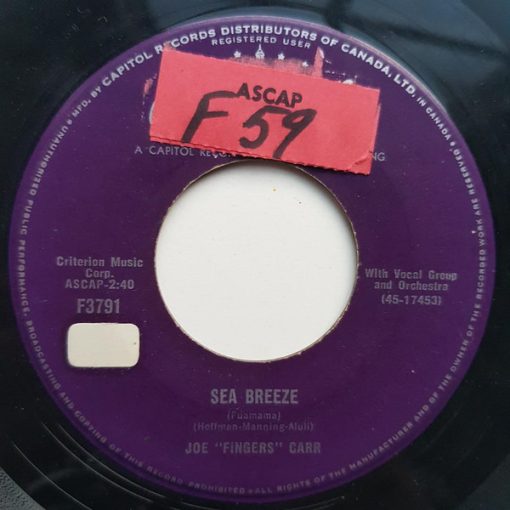 Joe "Fingers" Carr - Sea Breeze / Sophia (7") (Very Good (VG))