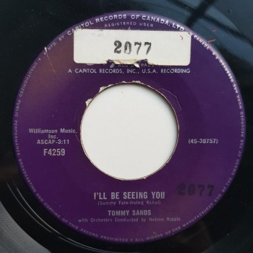 Tommy Sands - I'll Be Seeing You (7", Single) (Very Good (VG))