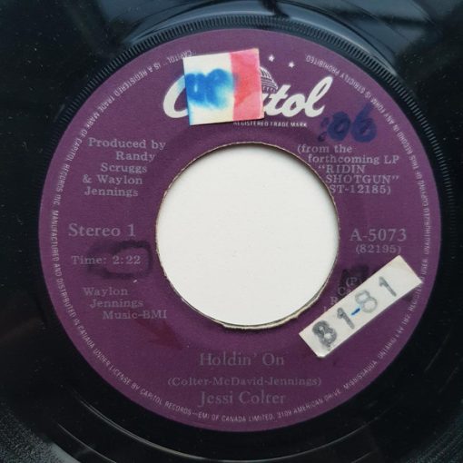 Jessi Colter - Holdin' On (7", Single) (Very Good Plus (VG+))