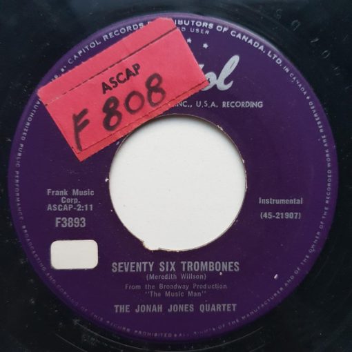 The Jonah Jones Quartet - Seventy Six Trombones (7", Single) (Very Good (VG))