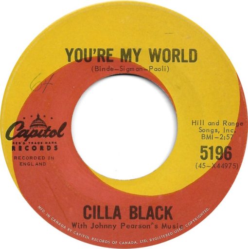 Cilla Black - You're My World (7", Single) (Very Good Plus (VG+))