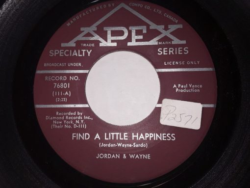 Danny Jordan & Artie Wayne - The Big House / Find A Little Happiness (7") (Very Good Plus (VG+))