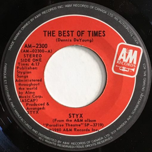 Styx - The Best Of Times (7", Single) (Near Mint (NM or M-))