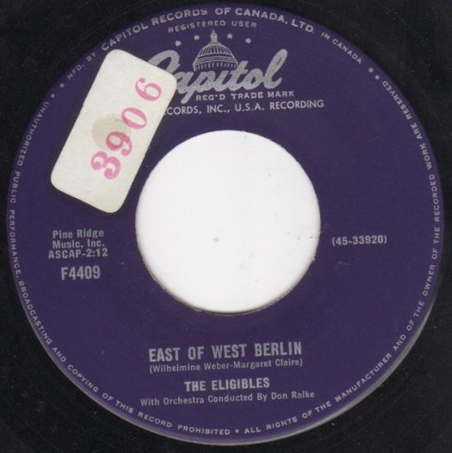 The Eligibles - East Of West Berlin (7", Single) (Very Good Plus (VG+))