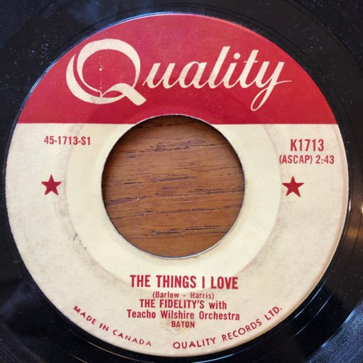 The Fidelity's with Teacho Wiltshire Orchestra - The Things I Love (7", Single) (Very Good Plus (VG+))